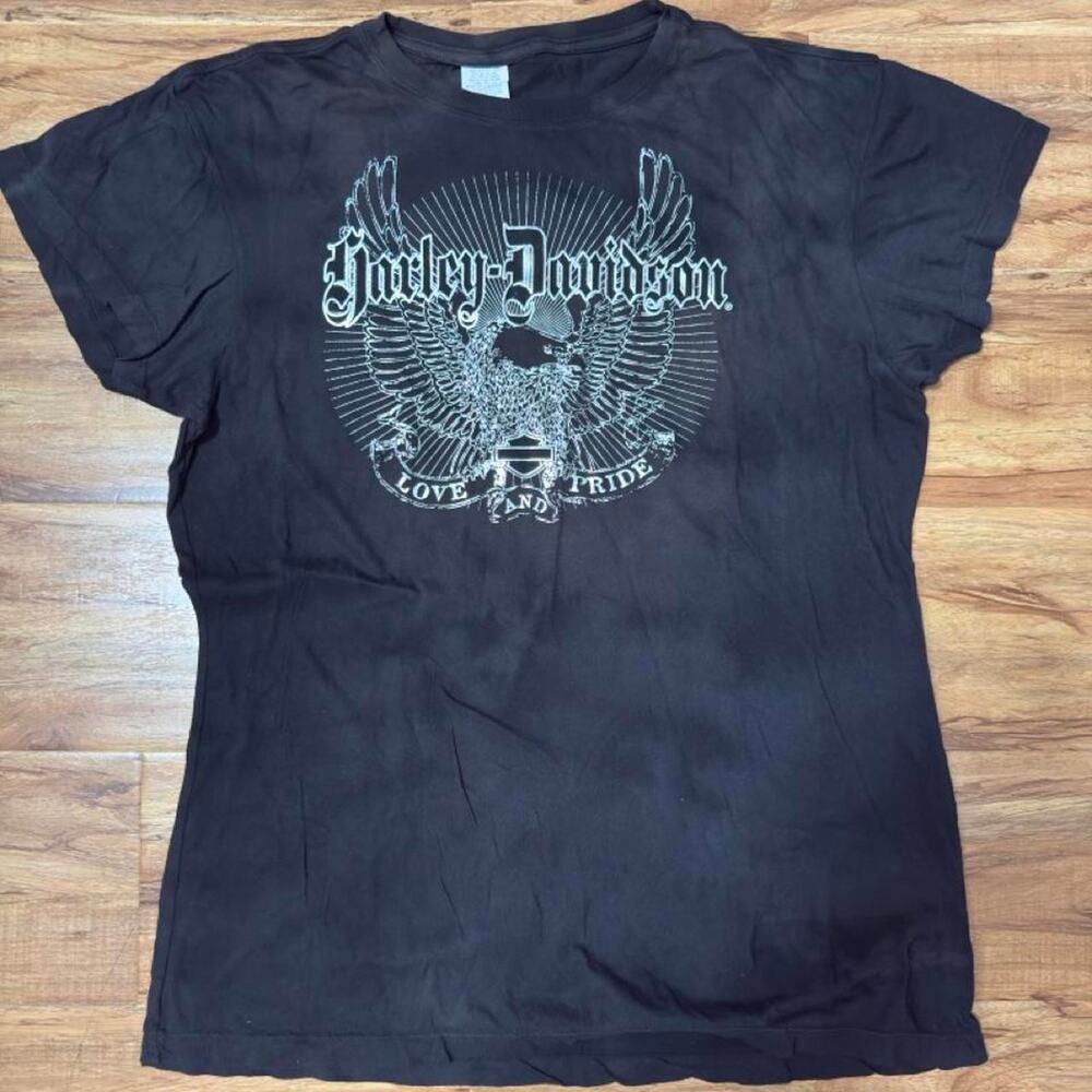 Harley Davidson Womens XL Black Eagle Graphic T-Shirt